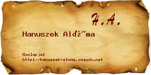 Hanuszek Alóma névjegykártya
